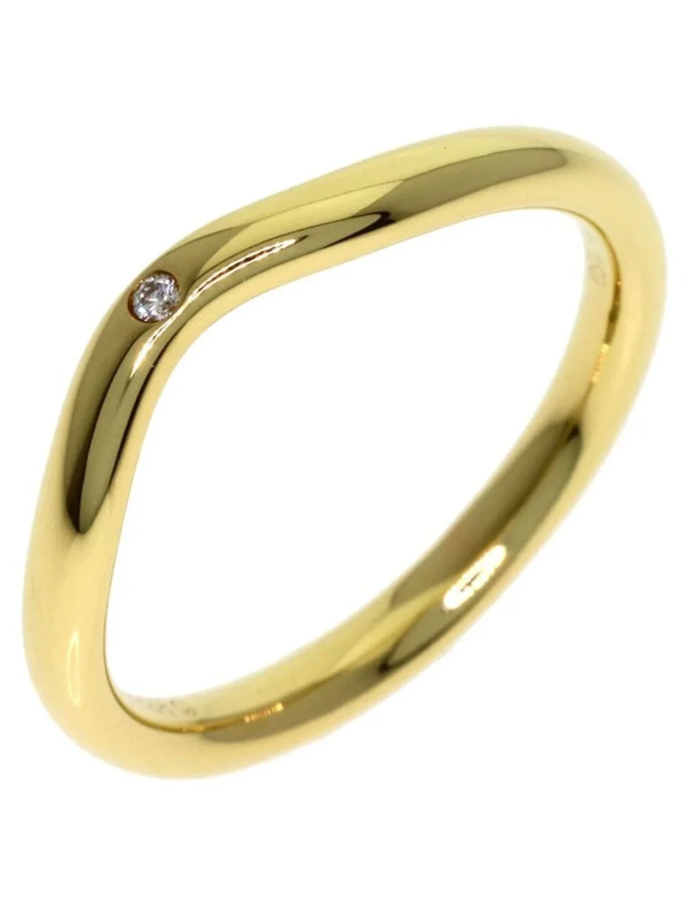 Tiffany & Co Curved Band Diamond Ring 18k Yellow Gold